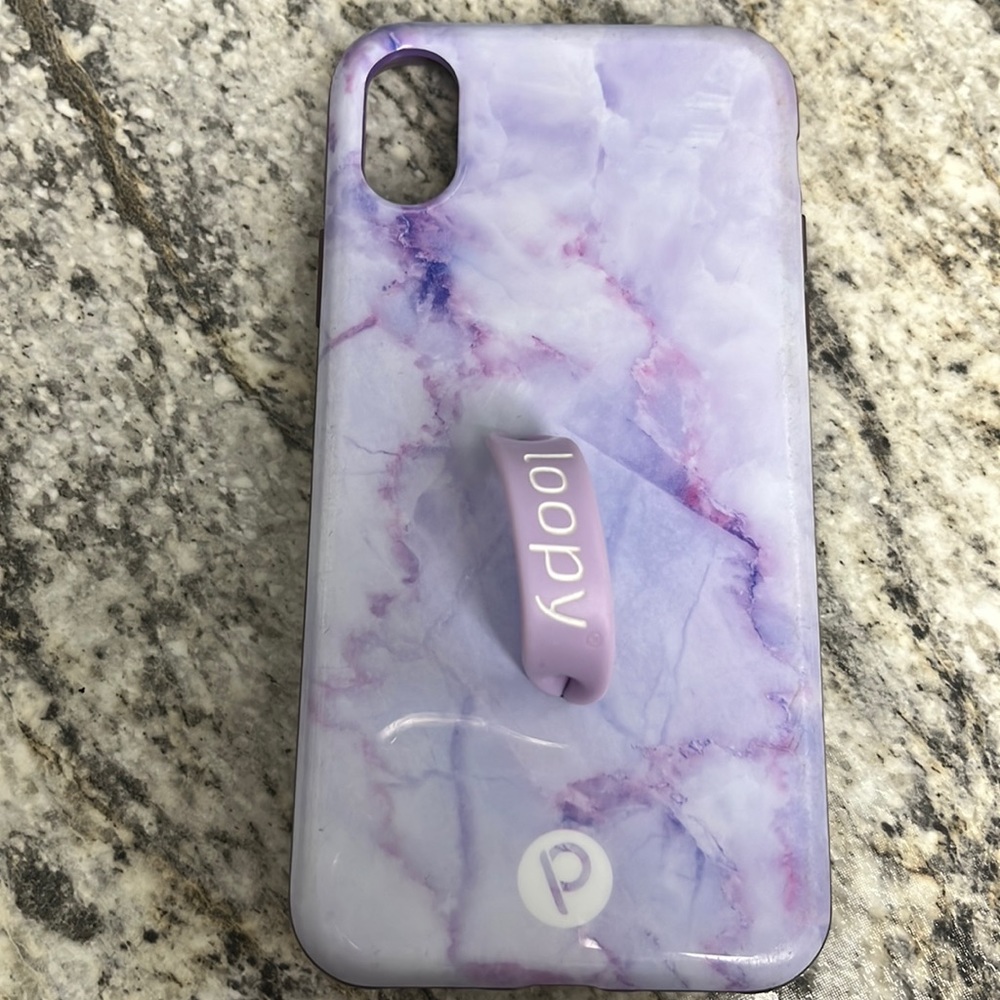 Purple marble iPhone X/XS loopy case